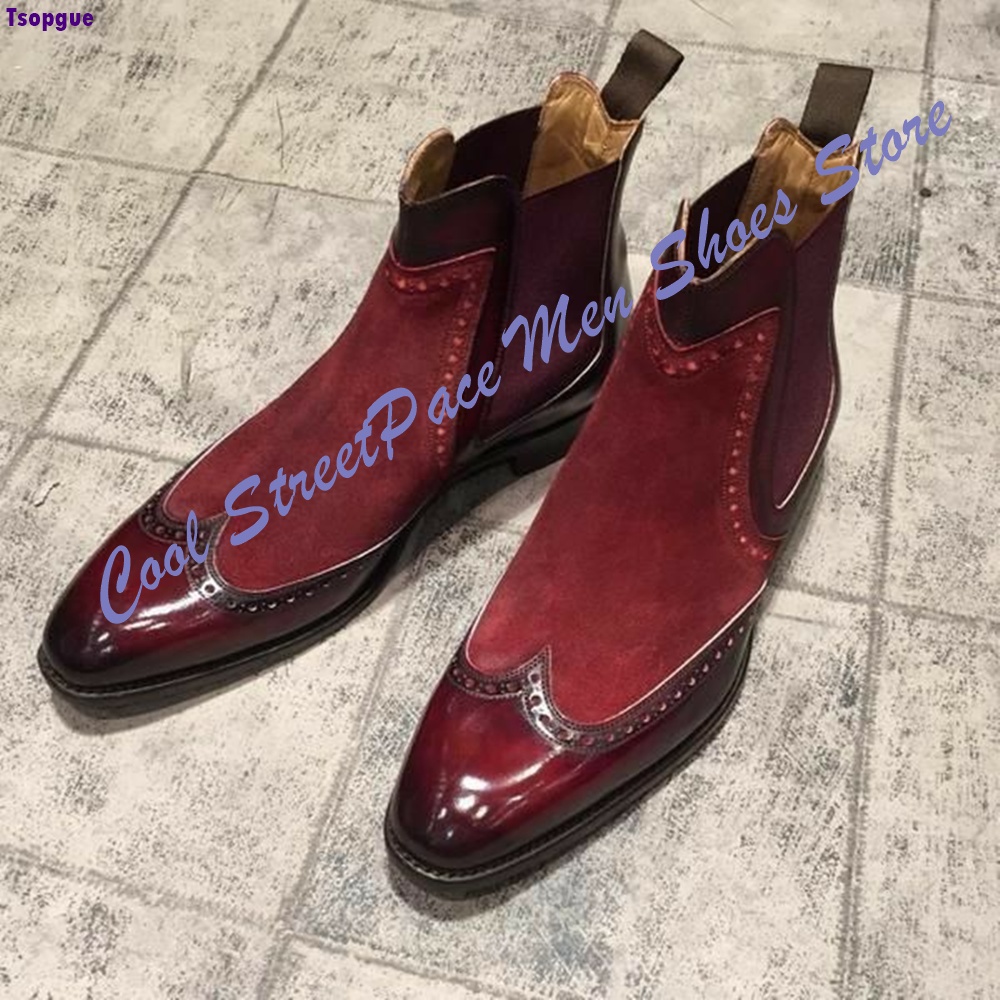 남성용 빈티지 레드 투톤 첼시 부츠 스웨이드 광택 가죽 - Leather Shoe Polish 리뷰 및 가격